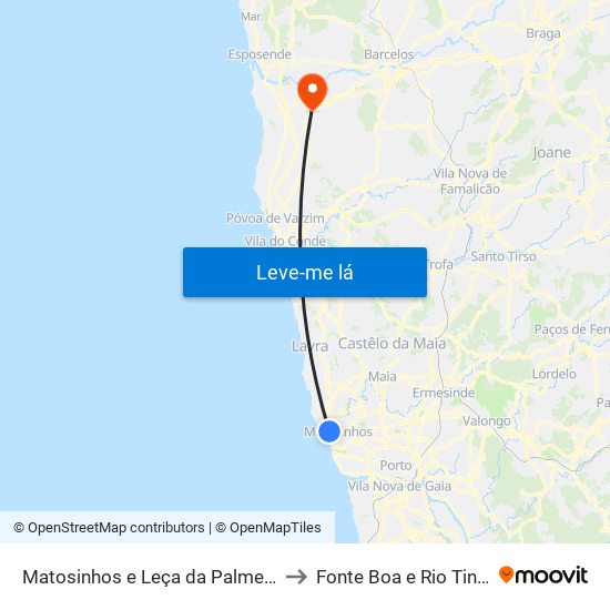 Matosinhos e Leça da Palmeira to Fonte Boa e Rio Tinto map