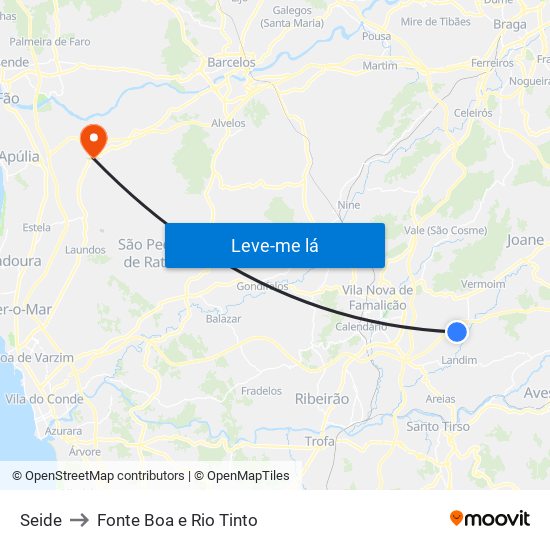 Seide to Fonte Boa e Rio Tinto map