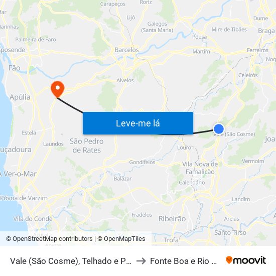 Vale (São Cosme), Telhado e Portela to Fonte Boa e Rio Tinto map