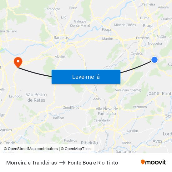 Morreira e Trandeiras to Fonte Boa e Rio Tinto map