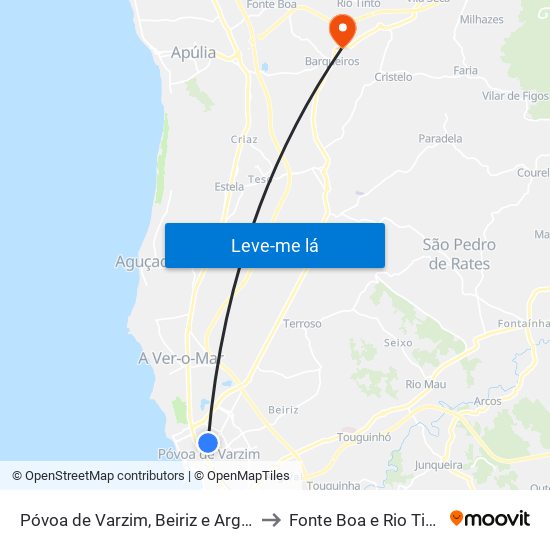Póvoa de Varzim, Beiriz e Argivai to Fonte Boa e Rio Tinto map