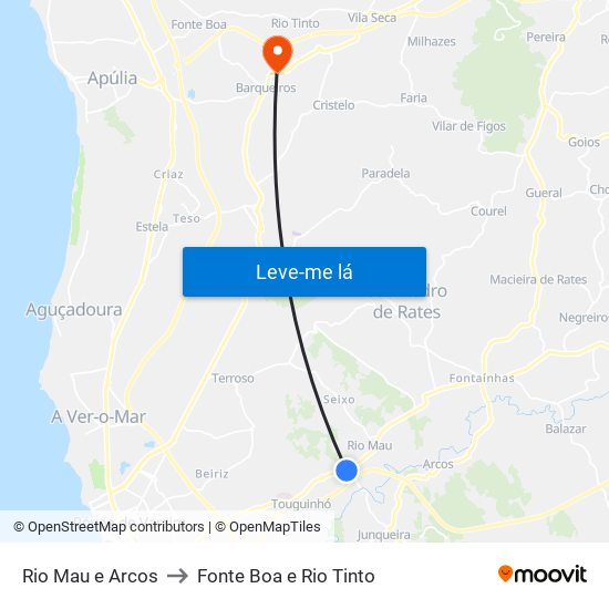Rio Mau e Arcos to Fonte Boa e Rio Tinto map