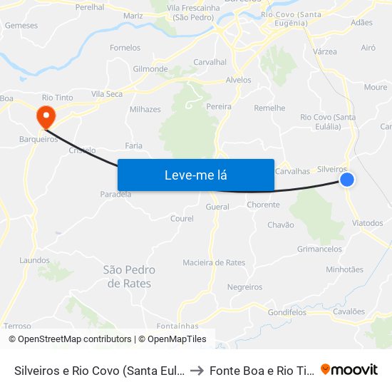 Silveiros e Rio Covo (Santa Eulália) to Fonte Boa e Rio Tinto map