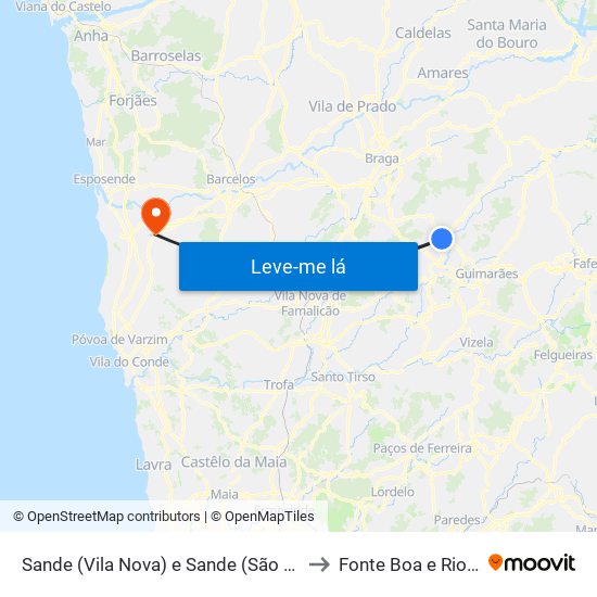 Sande (Vila Nova) e Sande (São Clemente) to Fonte Boa e Rio Tinto map