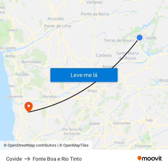 Covide to Fonte Boa e Rio Tinto map