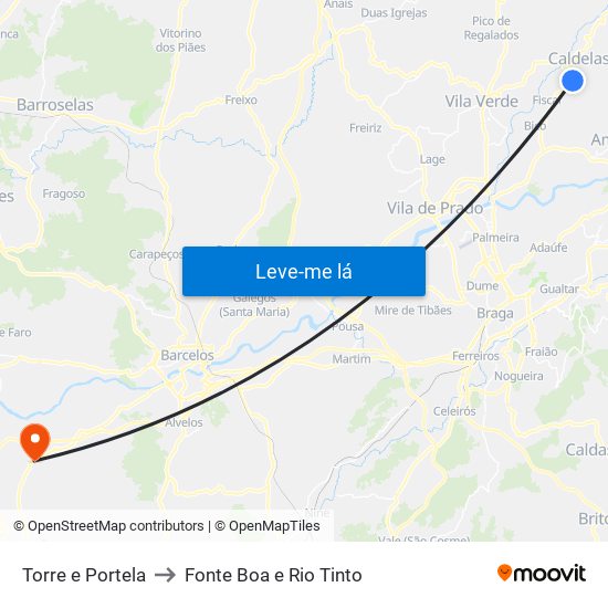 Torre e Portela to Fonte Boa e Rio Tinto map