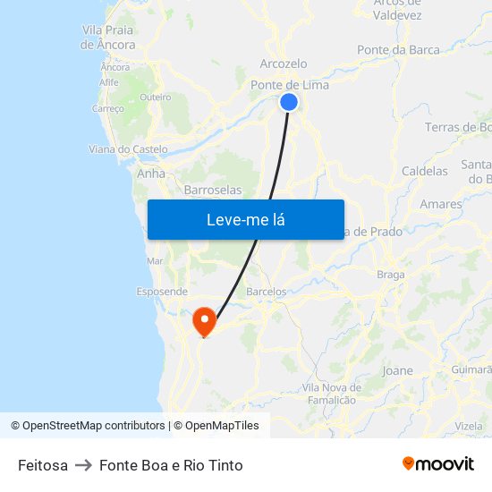 Feitosa to Fonte Boa e Rio Tinto map