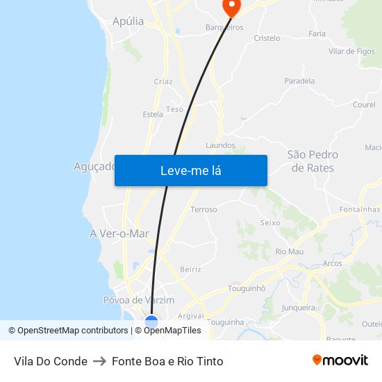 Vila Do Conde to Fonte Boa e Rio Tinto map