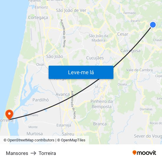 Mansores to Torreira map