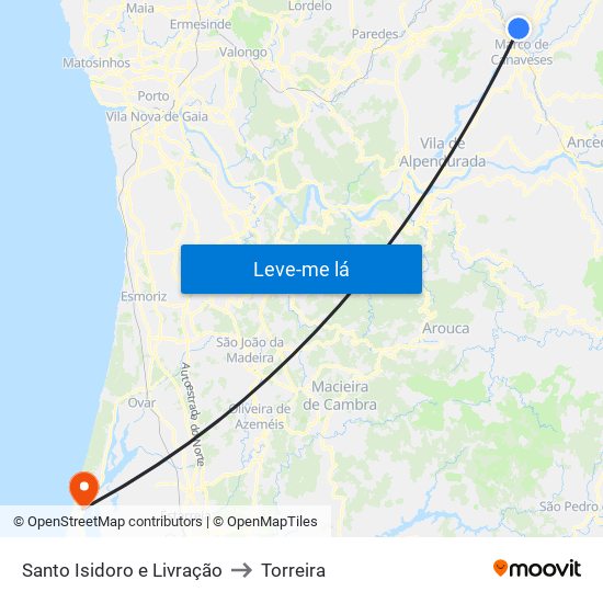 Santo Isidoro e Livração to Torreira map