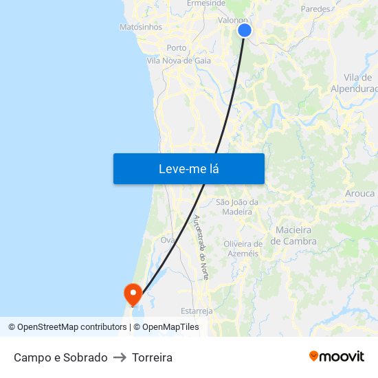 Campo e Sobrado to Torreira map