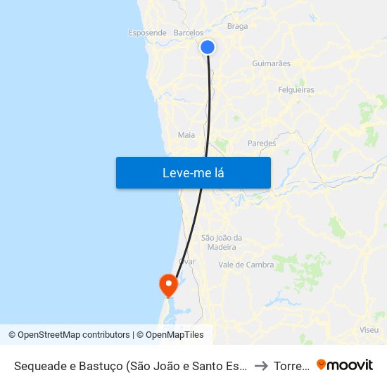 Sequeade e Bastuço (São João e Santo Estêvão) to Torreira map