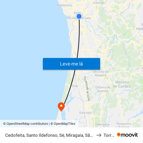 Cedofeita, Santo Ildefonso, Sé, Miragaia, São Nicolau e Vitória to Torreira map