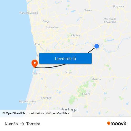 Numão to Torreira map