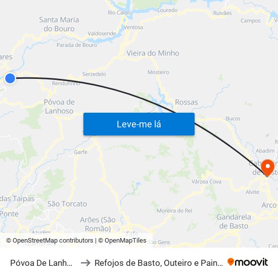 Póvoa De Lanhoso to Refojos de Basto, Outeiro e Painzela map