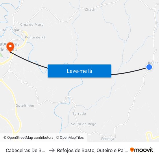 Cabeceiras De Basto to Refojos de Basto, Outeiro e Painzela map