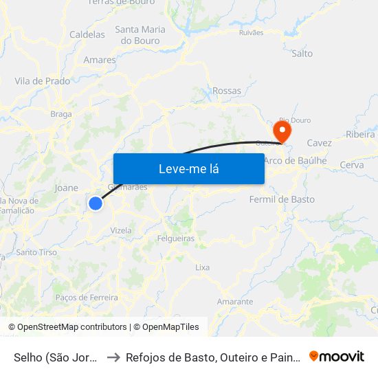 Selho (São Jorge) to Refojos de Basto, Outeiro e Painzela map