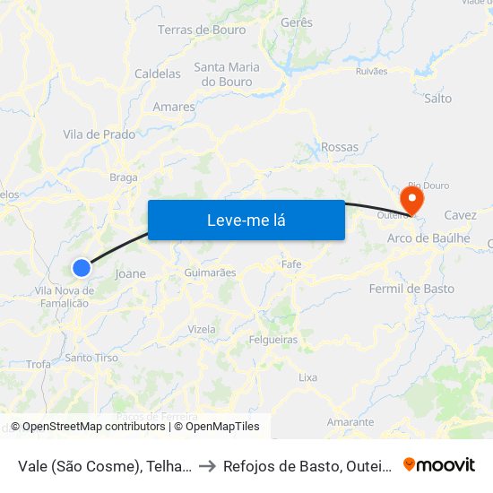 Vale (São Cosme), Telhado e Portela to Refojos de Basto, Outeiro e Painzela map