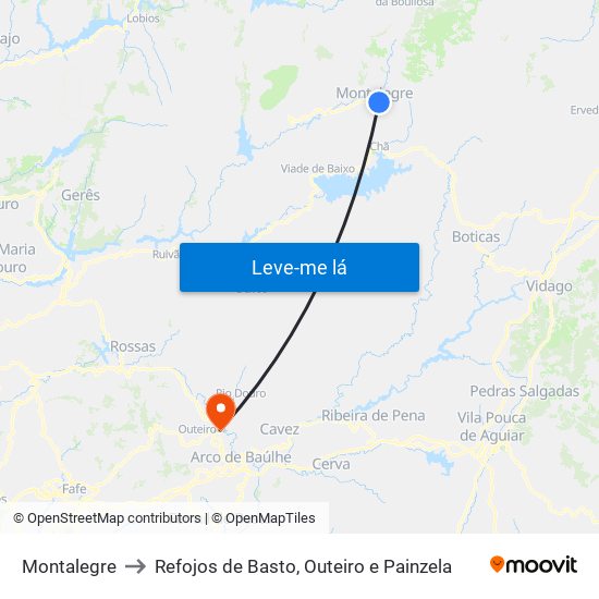 Montalegre to Refojos de Basto, Outeiro e Painzela map