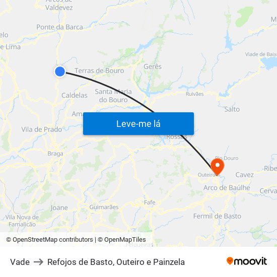 Vade to Refojos de Basto, Outeiro e Painzela map