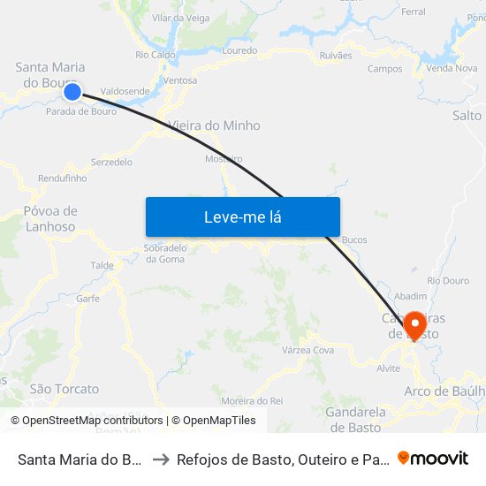 Santa Maria do Bouro to Refojos de Basto, Outeiro e Painzela map