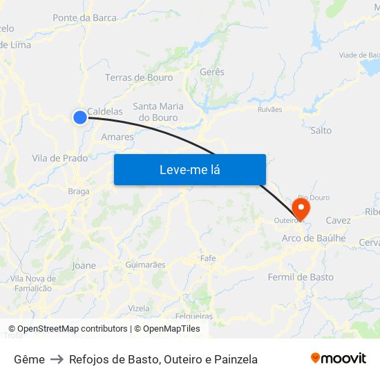 Gême to Refojos de Basto, Outeiro e Painzela map
