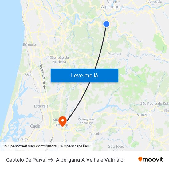 Castelo De Paiva to Albergaria-A-Velha e Valmaior map
