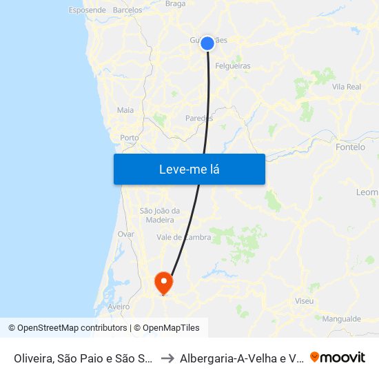 Oliveira, São Paio e São Sebastião to Albergaria-A-Velha e Valmaior map