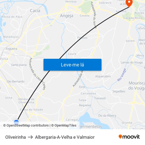 Oliveirinha to Albergaria-A-Velha e Valmaior map
