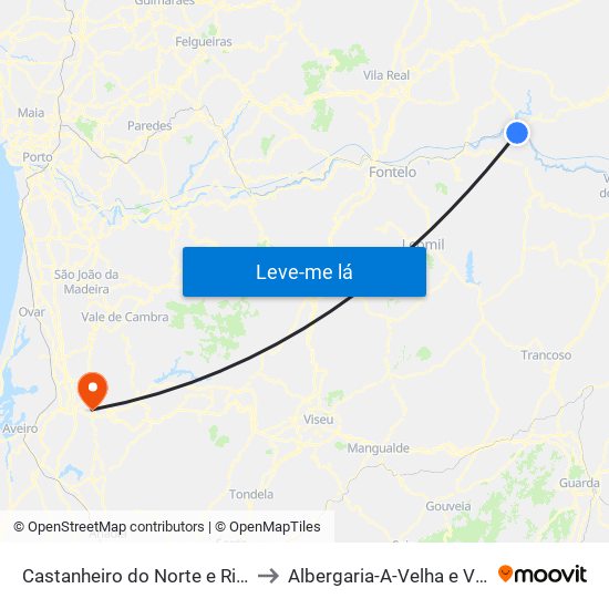 Castanheiro do Norte e Ribalonga to Albergaria-A-Velha e Valmaior map