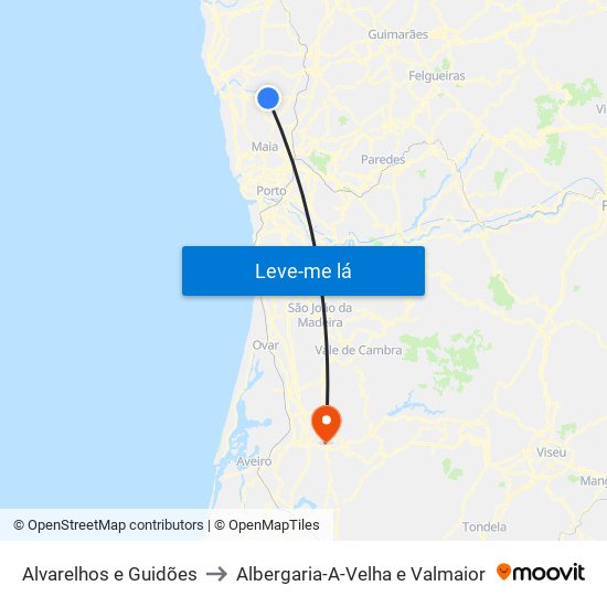 Alvarelhos e Guidões to Albergaria-A-Velha e Valmaior map
