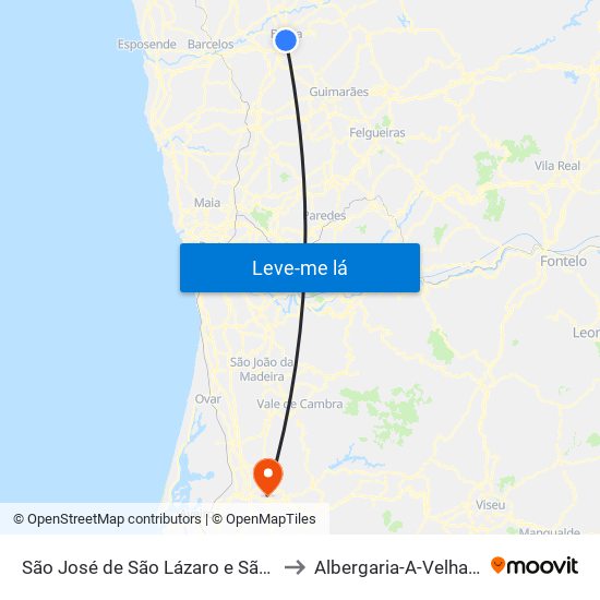 São José de São Lázaro e São João do Souto to Albergaria-A-Velha e Valmaior map