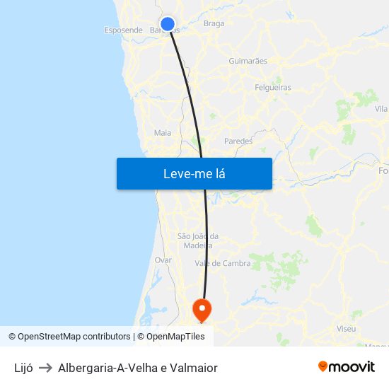 Lijó to Albergaria-A-Velha e Valmaior map