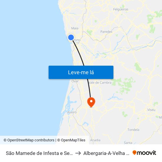 São Mamede de Infesta e Senhora da Hora to Albergaria-A-Velha e Valmaior map