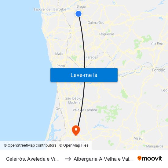 Celeirós, Aveleda e Vimieiro to Albergaria-A-Velha e Valmaior map
