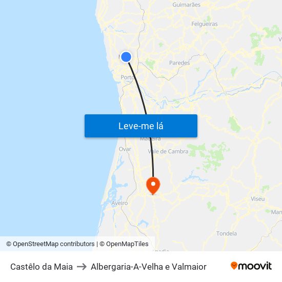 Castêlo da Maia to Albergaria-A-Velha e Valmaior map