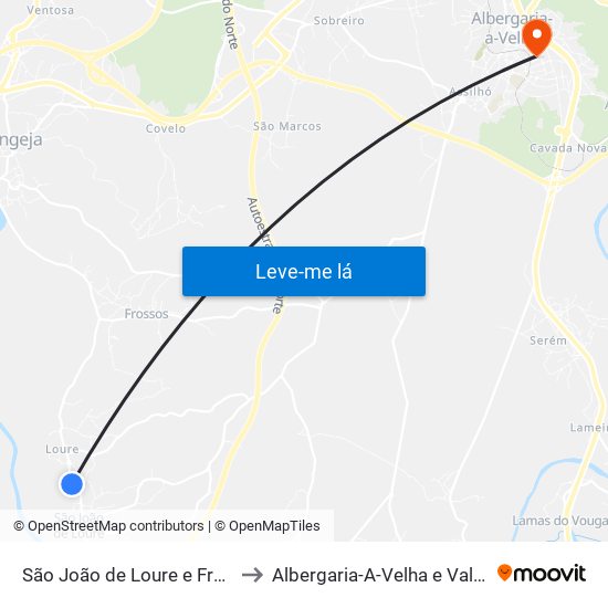 São João de Loure e Frossos to Albergaria-A-Velha e Valmaior map