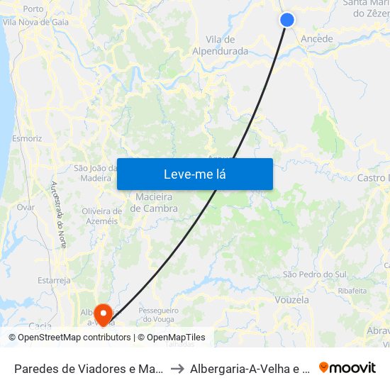 Paredes de Viadores e Manhuncelos to Albergaria-A-Velha e Valmaior map