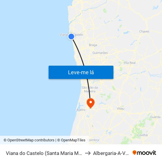 Viana do Castelo (Santa Maria Maior e Monserrate) e Meadela to Albergaria-A-Velha e Valmaior map