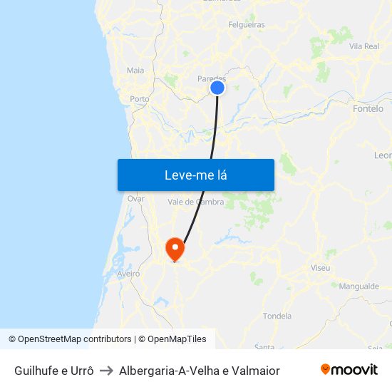 Guilhufe e Urrô to Albergaria-A-Velha e Valmaior map