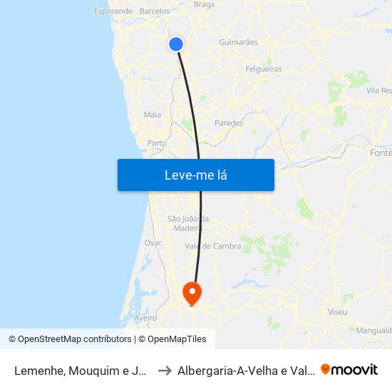 Lemenhe, Mouquim e Jesufrei to Albergaria-A-Velha e Valmaior map