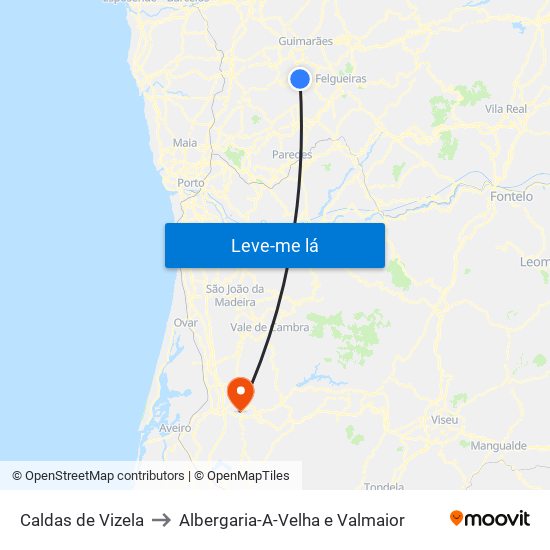 Caldas de Vizela to Albergaria-A-Velha e Valmaior map
