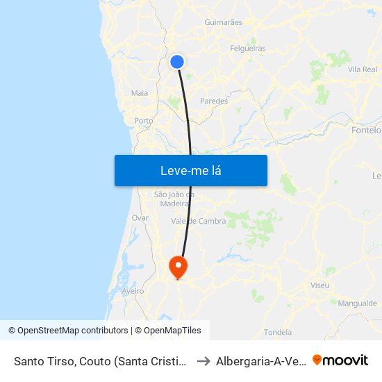 Santo Tirso, Couto (Santa Cristina e São Miguel) e Burgães to Albergaria-A-Velha e Valmaior map