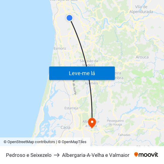 Pedroso e Seixezelo to Albergaria-A-Velha e Valmaior map