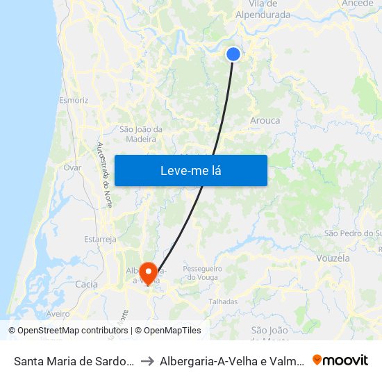 Santa Maria de Sardoura to Albergaria-A-Velha e Valmaior map