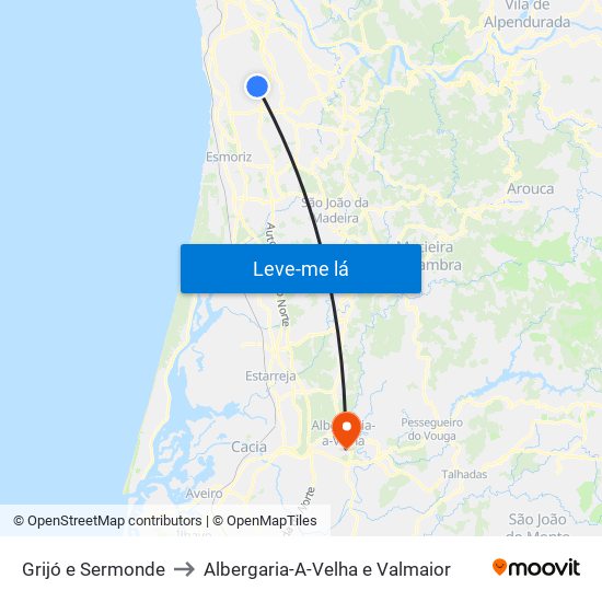 Grijó e Sermonde to Albergaria-A-Velha e Valmaior map