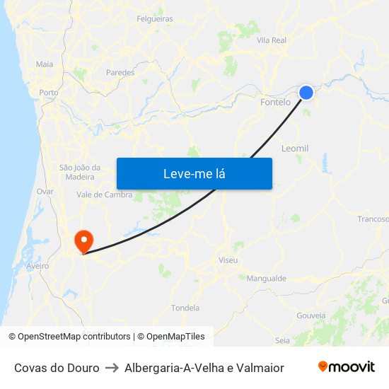 Covas do Douro to Albergaria-A-Velha e Valmaior map