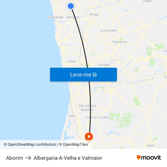 Aborim to Albergaria-A-Velha e Valmaior map