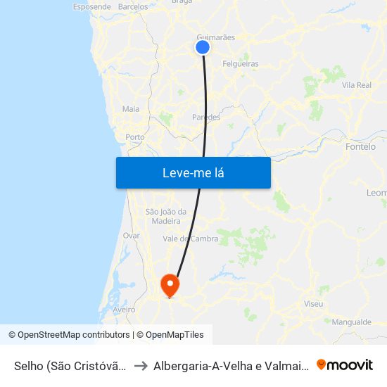 Selho (São Cristóvão) to Albergaria-A-Velha e Valmaior map