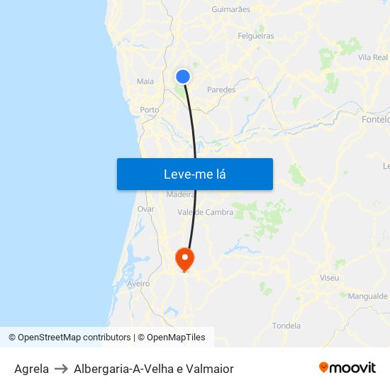 Agrela to Albergaria-A-Velha e Valmaior map